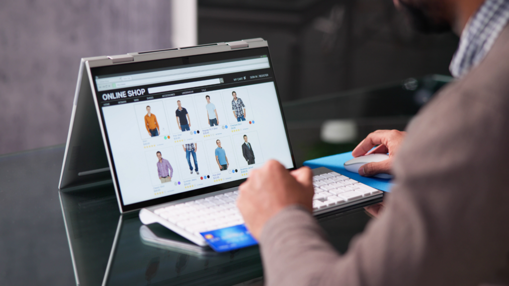 Buyer on an eCommerce site in a laptop