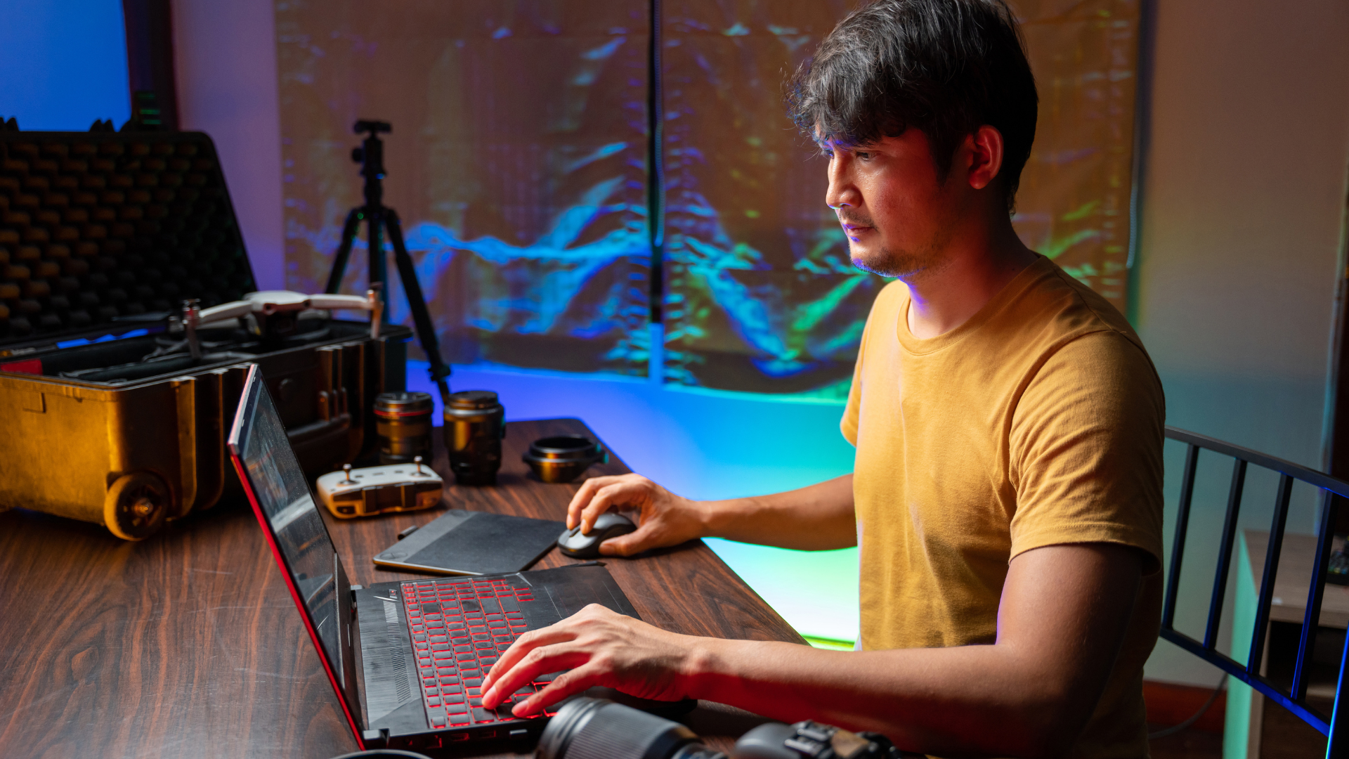 A man performing AI voice search
